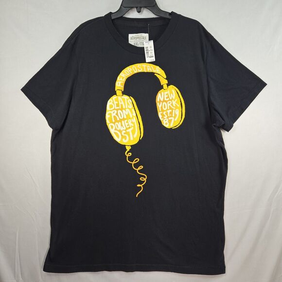 NEW Vintage Aeropostale Beats Factory Distressed Black T-Shirt 2XL Streetwear - Picture 1 of 11